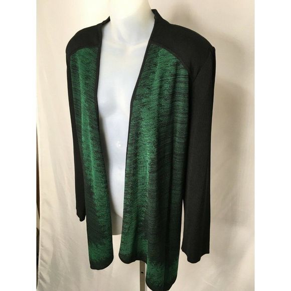 Ming Wang Elegant Green and Black Women's Top - Picture 3 of 12